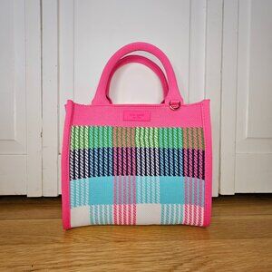 Kate Spade New York Pink and Multicolor Plaid Tote Bag